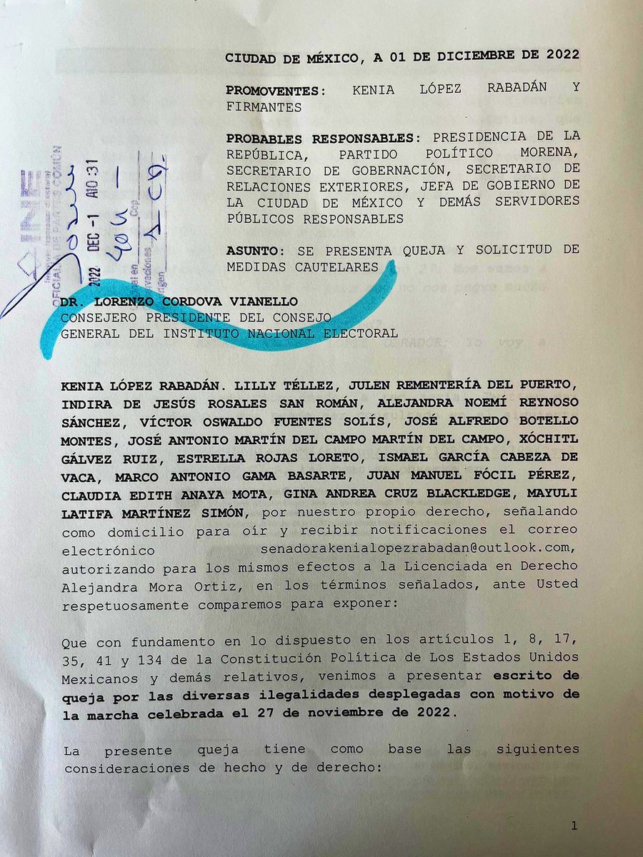 ¡Importante!

Como Senadora hoy presenté una denuncia en contra de Morena y las 3 corcholatas de AMLO por usar recursos públicos en la marcha del pasado domingo.

Usaron camiones, metrobuses, autos oficiales, amenazas y acarreo.

NADIE PUEDE ESTAR POR ENCIMA DE LA LEY.