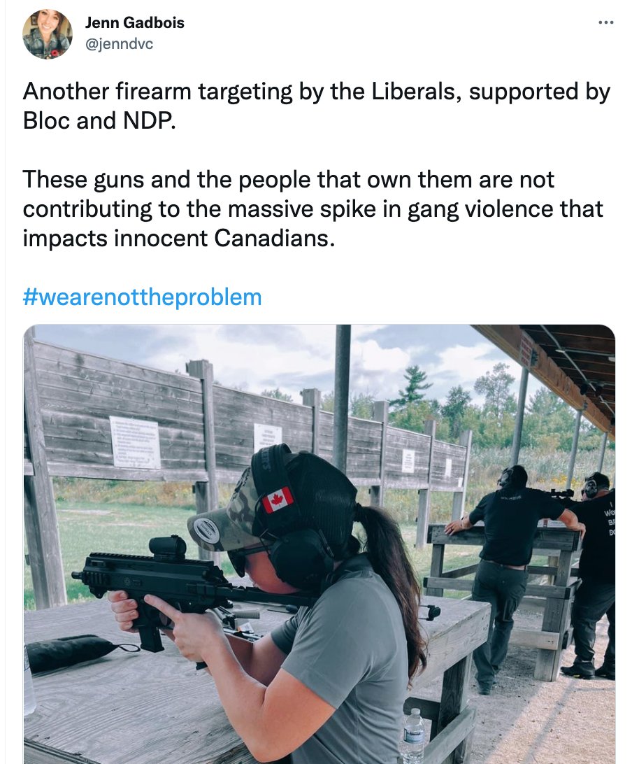 Don't think this #lobbyist for the #GunIndustry realizes that most 🇨🇦Canadians would cheer upon learning that this type of weapon is being banned #C21amendment #BanAssaultWeapons @BlocQuebecois @NDP @liberal_party