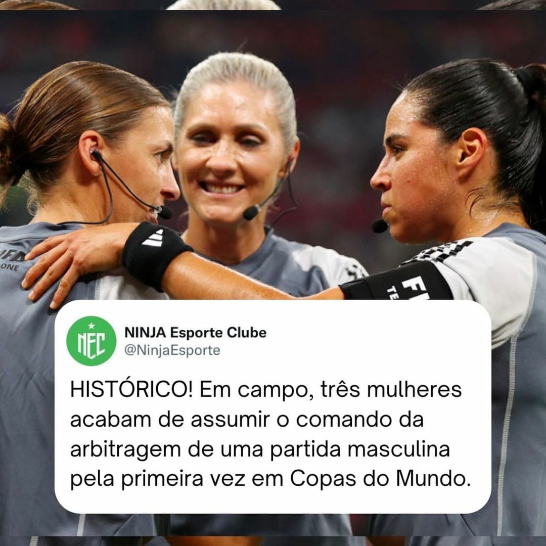 ElisVive688's tweet photo. 📷 @MidiaNINJA
• • • • • •

HISTÓRICO!!! PELA PRIMEIRA VEZ NA HISTÓRIA DAS COPAS,  UM TRIO DE ARBITRAGEM FEMININO. 

Nossa alegria é gigante! Parabéns @neuzaback

#lugardemulheréondeelaquiser
#WorldCup2022 #FIFAWorldCup 
#Arbitragem 
#CopaDoMundo https://t.co/8Q0snvCkNt