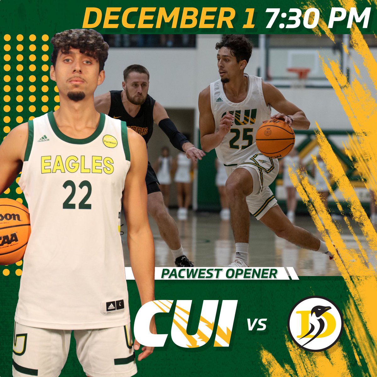 CUI Athletics (@cuigoldeneagles) on Twitter photo Both our basketball squads open conference play tonight at home!🦅
🆚: <a href="/dominicansports/">Dominican Athletics</a>
📺/📊: bit.ly/2NHn1EV
🎟️: bit.ly/3xOQ5UR Both our basketball squads open conference play tonight at home!🦅
🆚: <a href="/dominicansports/">Dominican Athletics</a>
📺/📊: bit.ly/2NHn1EV
🎟️: bit.ly/3xOQ5UR