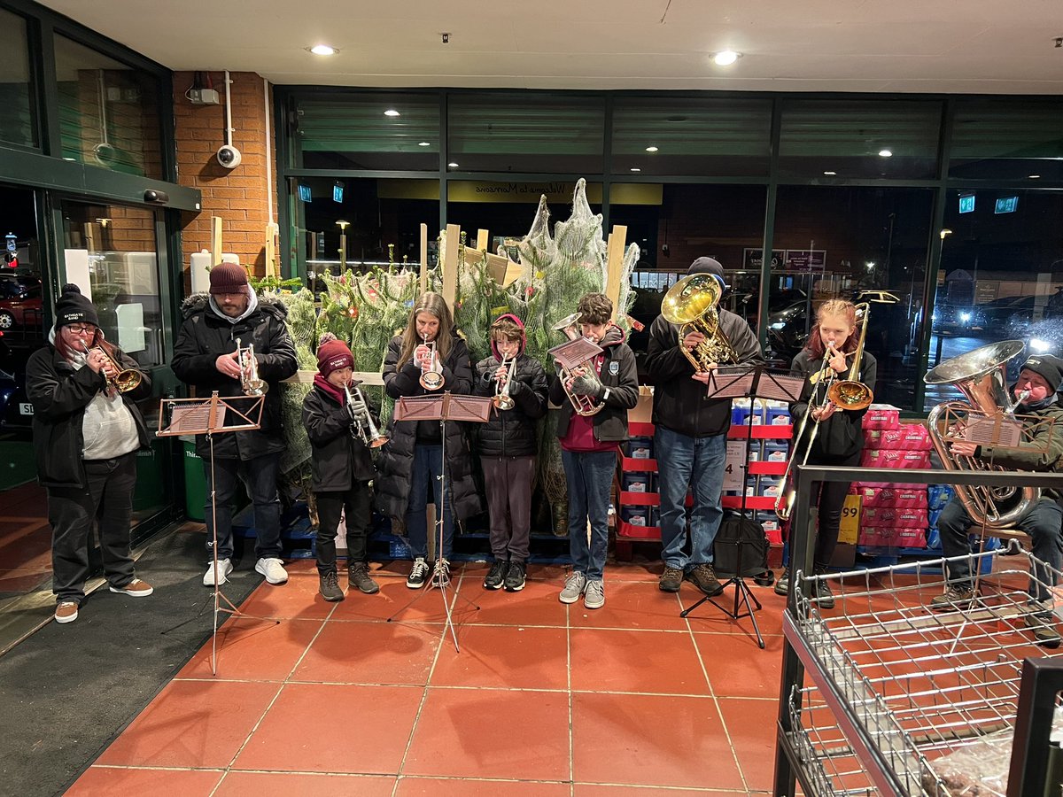 #20of22 Tins for Tunes.  Tonight the band played at Morrisons Carmondean, helping raise much needed donations to the in-store Community Food Bank.  Thank you to everyone who made a donation.  #22in22 #InspiringTomorrowsMusicians
