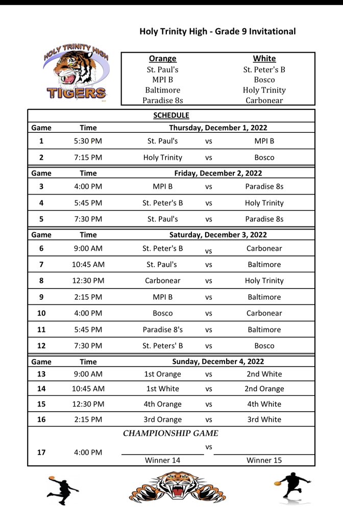 Looking forward to a great weekend of hoops at the Grade 9 Invitational at HTH <a href="/hthtigers/">HolyTrinityHigh</a> Let’s Go!! <a href="/gotigersathlete/">hthathletics</a>