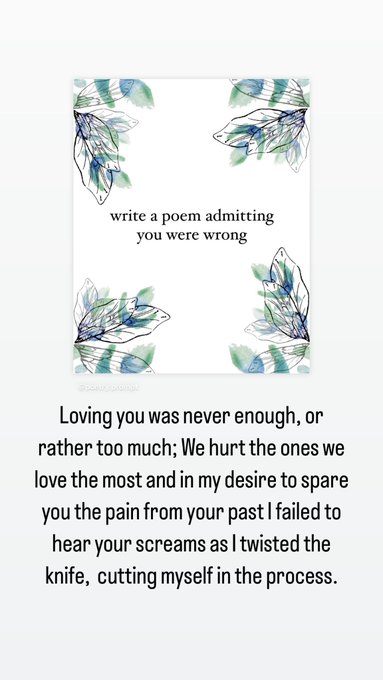 Loving you was never enough, or rather too much; We hurt the ones we love the most and in my desire to<a href="/tag/tedworthytalks"class="tags"><span>#tedworthytalks</span></a>