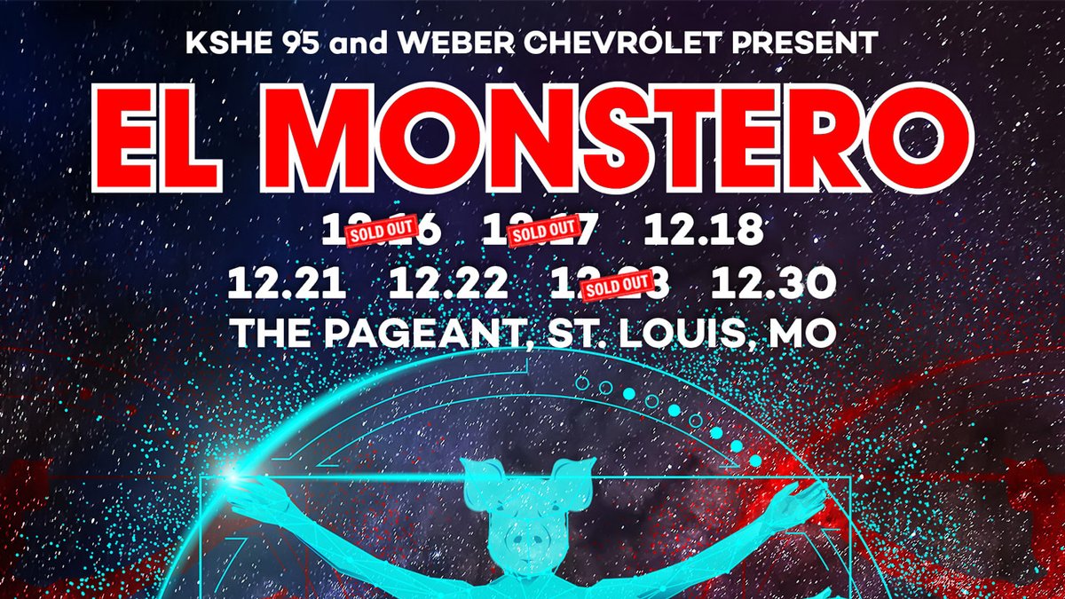 KSHE 95 (@kshe95) on Twitter photo KSHE 95 & <a href="/WeberChevrolet/">Weber Chevrolet Creve Coeur</a> present <a href="/El_Monstero/">El Monstero</a> at <a href="/ThePageantSTL/">The Pageant</a> starting on Friday, December 16th & <a href="/lernvsradio/">LERN</a> has your FREE tix this week! Tune in every afternoon starting at 2pm for your chance to win tix to the show of your choice … listen HERE --> bit.ly/kshelive KSHE 95 & <a href="/WeberChevrolet/">Weber Chevrolet Creve Coeur</a> present <a href="/El_Monstero/">El Monstero</a> at <a href="/ThePageantSTL/">The Pageant</a> starting on Friday, December 16th & <a href="/lernvsradio/">LERN</a> has your FREE tix this week! Tune in every afternoon starting at 2pm for your chance to win tix to the show of your choice … listen HERE --> bit.ly/kshelive