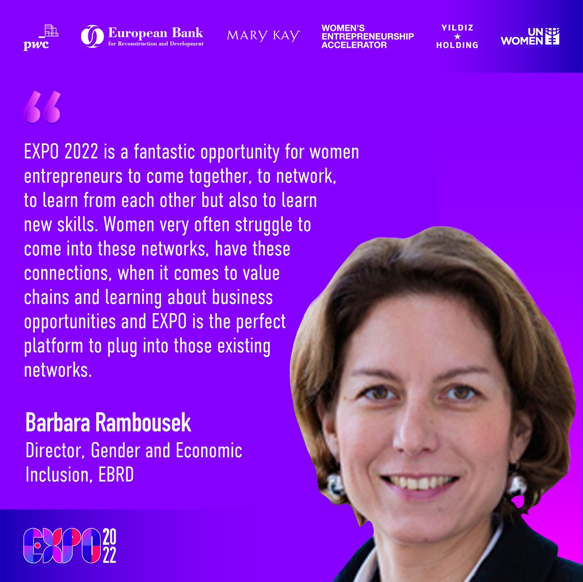 The Women’s Entrepreneurship EXPO brought together women entrepreneurs, investors &amp; business partners as an opportunity to mobilize &amp; advance the landscape for women’s entrepreneurship development. Learn more from Barbara Rambousek, Director, Gender and Economic Inclusion, EBRD.