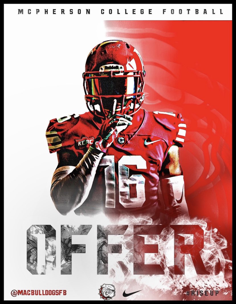 I would like to thank @Coach_EKnight and <a href="/macbulldogsfb/">McPherson Football</a> for the offer to play football for McPherson College. <a href="/hearn_coach/">Coach Hearn</a> <a href="/Team_Dillard/">Coach Ross Dillard</a> <a href="/CoachBindel/">Marc Bindel</a> <a href="/raiderfball/">Rider Raider Football</a>