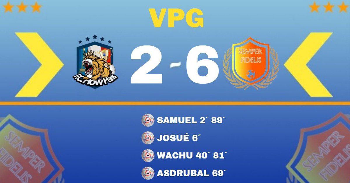 Único partido de la noche.
Contra un equipo sólido y guerrero, un gran <a href="/FLOWPARIS2022/">F.C. FLOW PARIS</a>.

Una victoria para nosotros que nos permite colocarnos arriba en <a href="/VPG_Spain/">Virtual Pro Gaming España</a>.

Destacar la buena dinámica del equipo, y dobletes de nuestros <a href="/Tikitaka1999/">tikitaka1999</a> y <a href="/x_Wachufleira_x/">𝐖𝐀𝐂𝐇𝐔𝐅𝐋𝐄𝐈𝐑𝐀</a>.