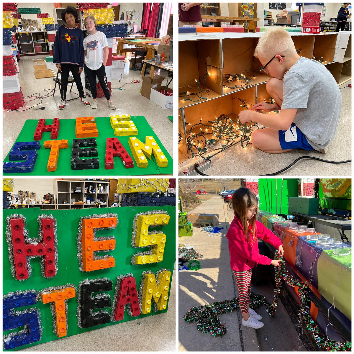 ParhamNatalie's tweet photo. These students have been working so hard on their Holiday Parade float this week! So proud of their teamwork and desire to do their best to create an amazing STEAM float! @Hubbard_Elem @monroe_schools @STEMGROWERS @SeitzHalie https://t.co/o2FhWOqzYF