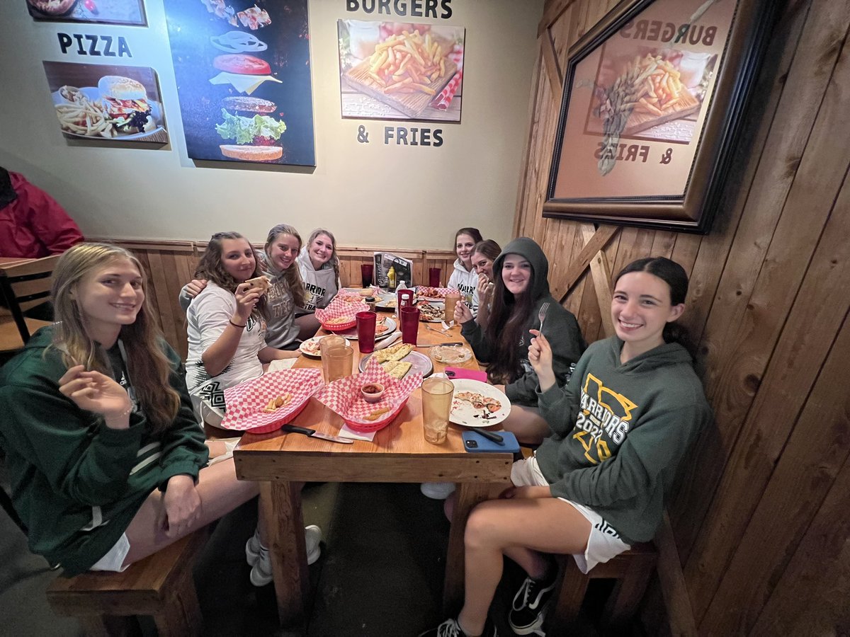 TWCAgirlshoops's tweet photo. Team dinner after a hard fought battle with Elgin HS! Huge shoutout to Virginia - who turns 16 today - and Avery - who was just accepted into @ClemsonUniv! 

Two games tomorrow at 10:30a against Johnson City and 2p against SA West Campus. https://t.co/DoJHVZF3u4