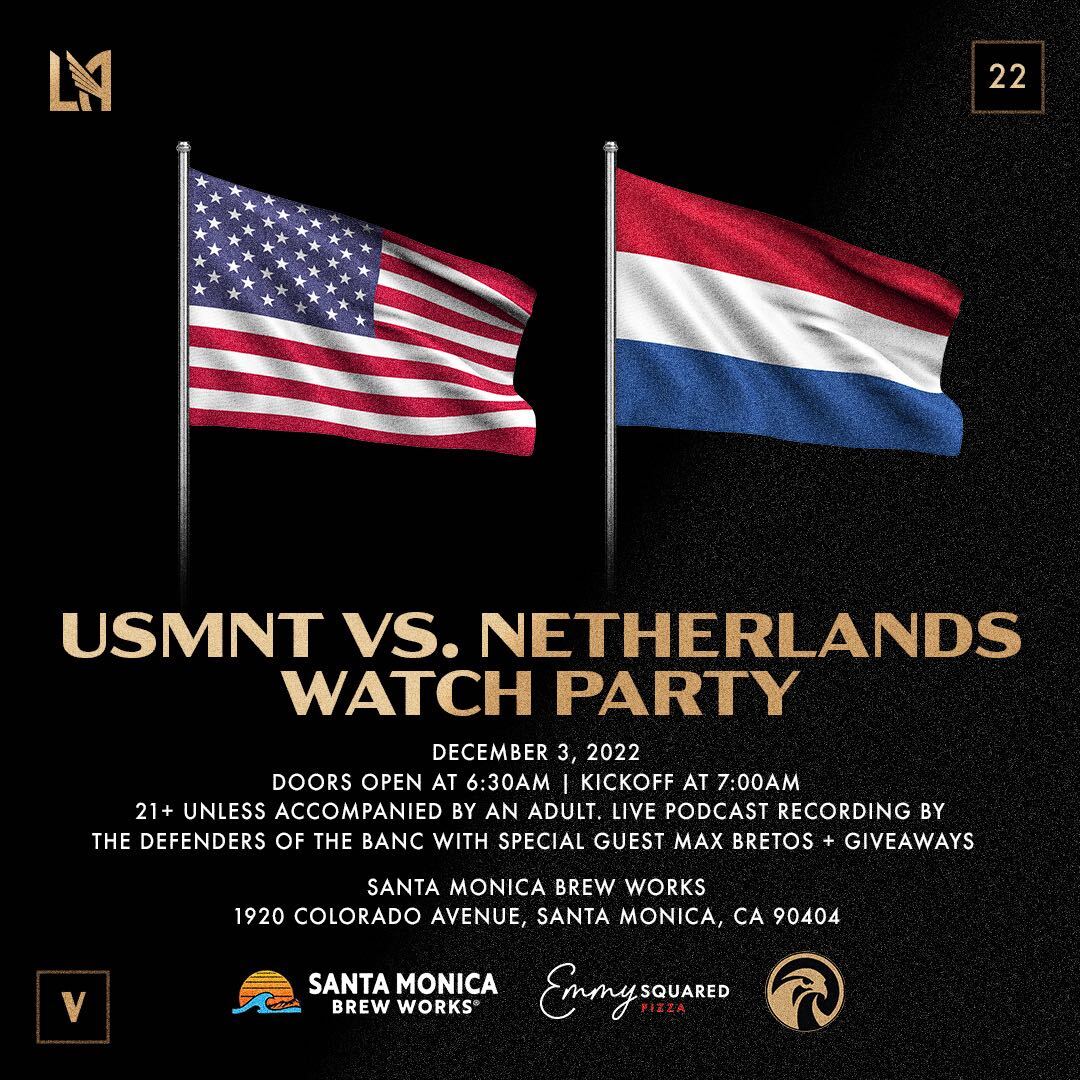 See you Saturday morning 🫡

Join us at <a href="/SantaMonicaBrew/">SantaMonicaBrewWorks</a> to watch <a href="/KellynAcosta/">Kellyn Acosta</a> and the <a href="/USMNT/">U.S. Soccer Men's National Team</a> take on the Netherlands. 

📝 Doors open at 6:30 AM, 21+ unless accompanied by an adult.