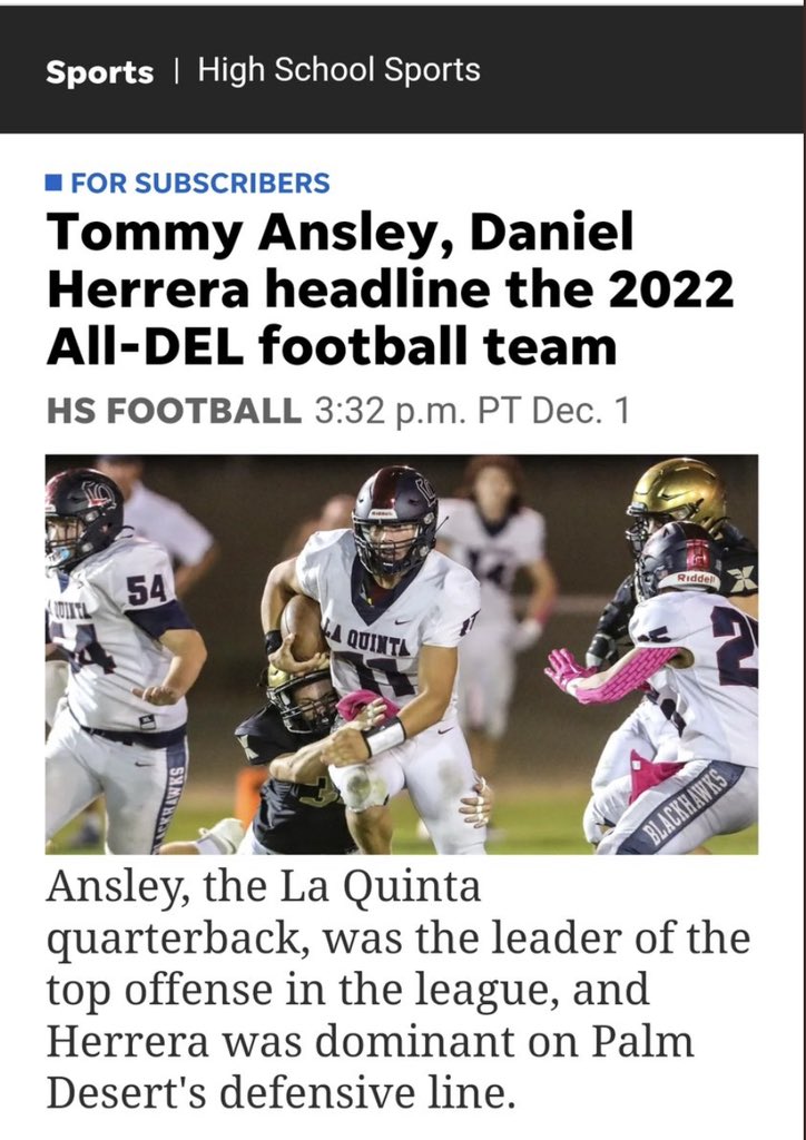 Tommyansley11's tweet photo. Capping off my senior season with Desert Empire League Offensive MVP. https://t.co/9AJKt5Rpp2