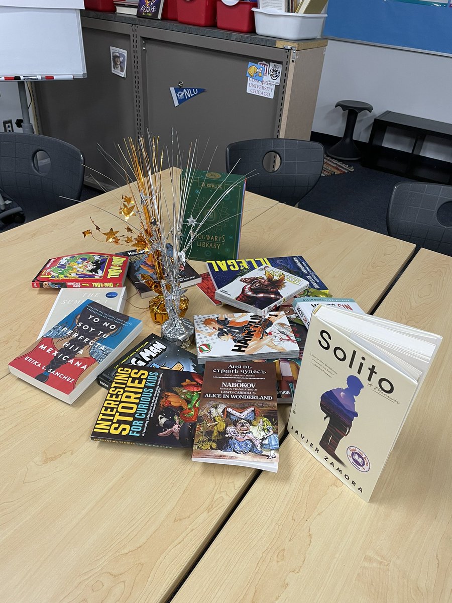MissPotter16's tweet photo. The magic of books! The newcomer book order arrived!  We read in many languages, and we are proud of it!! @D59Friendship https://t.co/vcrtJzASCx