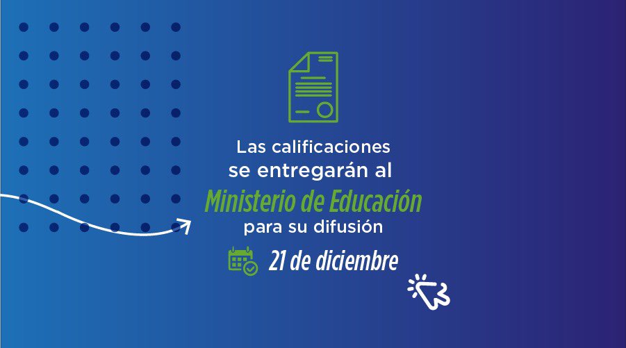 Evaluacion_Ec's tweet photo. ¡Espera tu calificación!

El equipo de Ineval trabaja en el análisis estadístico de la información y asignación del puntaje. Recuerda que los aciertos no son la nota final.

Los resultados se entregarán el 21 de diciembre a @Educacion_Ec https://t.co/Ajd16HirUT