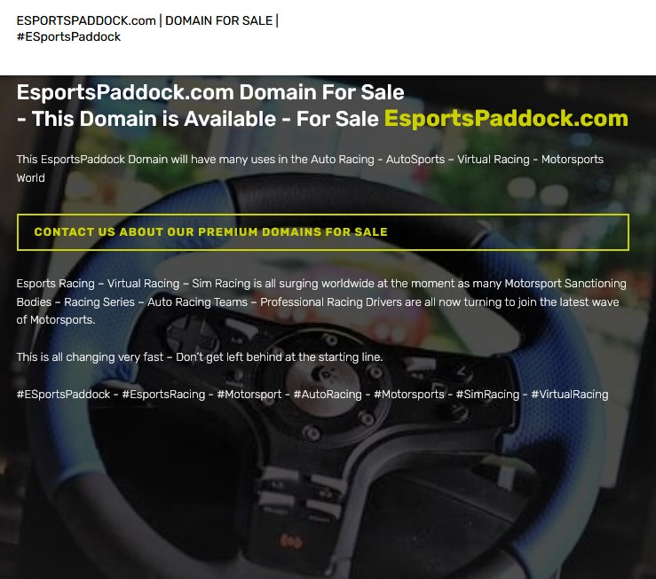 RaceClass's tweet photo. https://t.co/lzlJf9cR1J
#ESports Paddock Motorsport Domain is For Sale on RaceClass®
https://t.co/IamiQ7G1NV
#ESportsPaddock
#EsportsRacing
#Motorsport
#AutoRacing
#SimRacing
#VirtualRacing
#MSportDomains
#VirtualRacing
#Sportsbetting
#DomainNameForSale
#ESports
| #RaceClass https://t.co/tqknxlwW7p