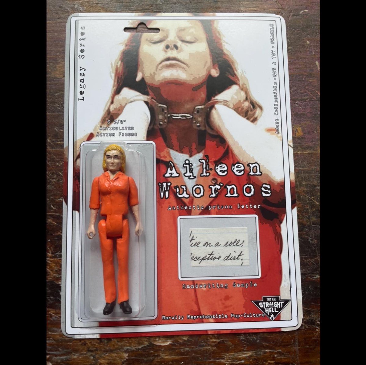 s2htoyco's tweet photo. Aileen Wuornos “Legacy Series” action figure with real handwriting sample cut from genuine prison letter, fully documented on the back of the packaging. Hand numbered. 

https://t.co/T5gjHZEEyq https://t.co/xzL0T5Fl9Z