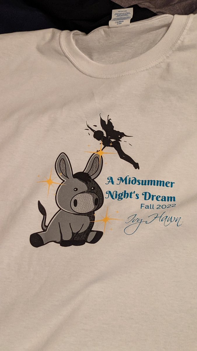 Got my shirt ready for the show this weekend! Come see my kiddos perform A Midsummer's Night Dream at Ivy Hawn. ivyhawnschool.ticketspice.com/midsummer
