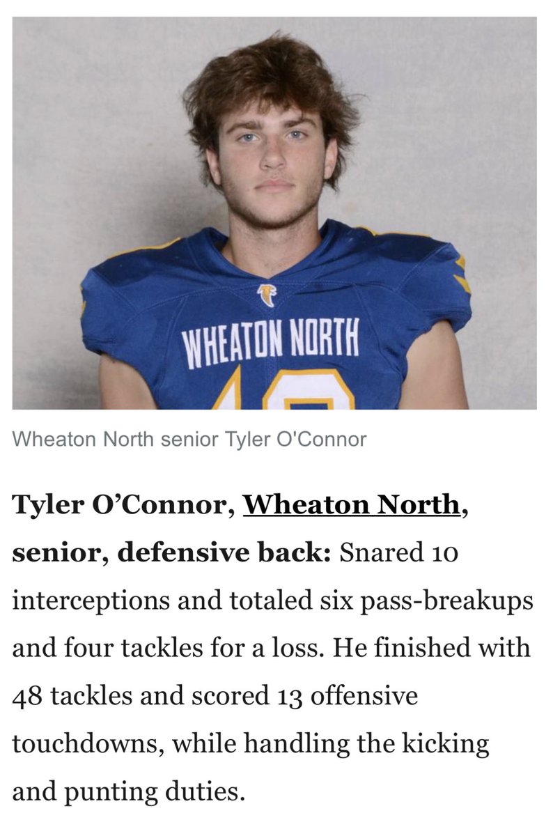 Tyler O'Connor (@tylero1520) on Twitter photo Honored to be a part of the <a href="/MySuburbanLife/">Suburban Life - Shaw Local</a> All-Area team
shawlocal.com/friday-night-d… Honored to be a part of the <a href="/MySuburbanLife/">Suburban Life - Shaw Local</a> All-Area team
shawlocal.com/friday-night-d…