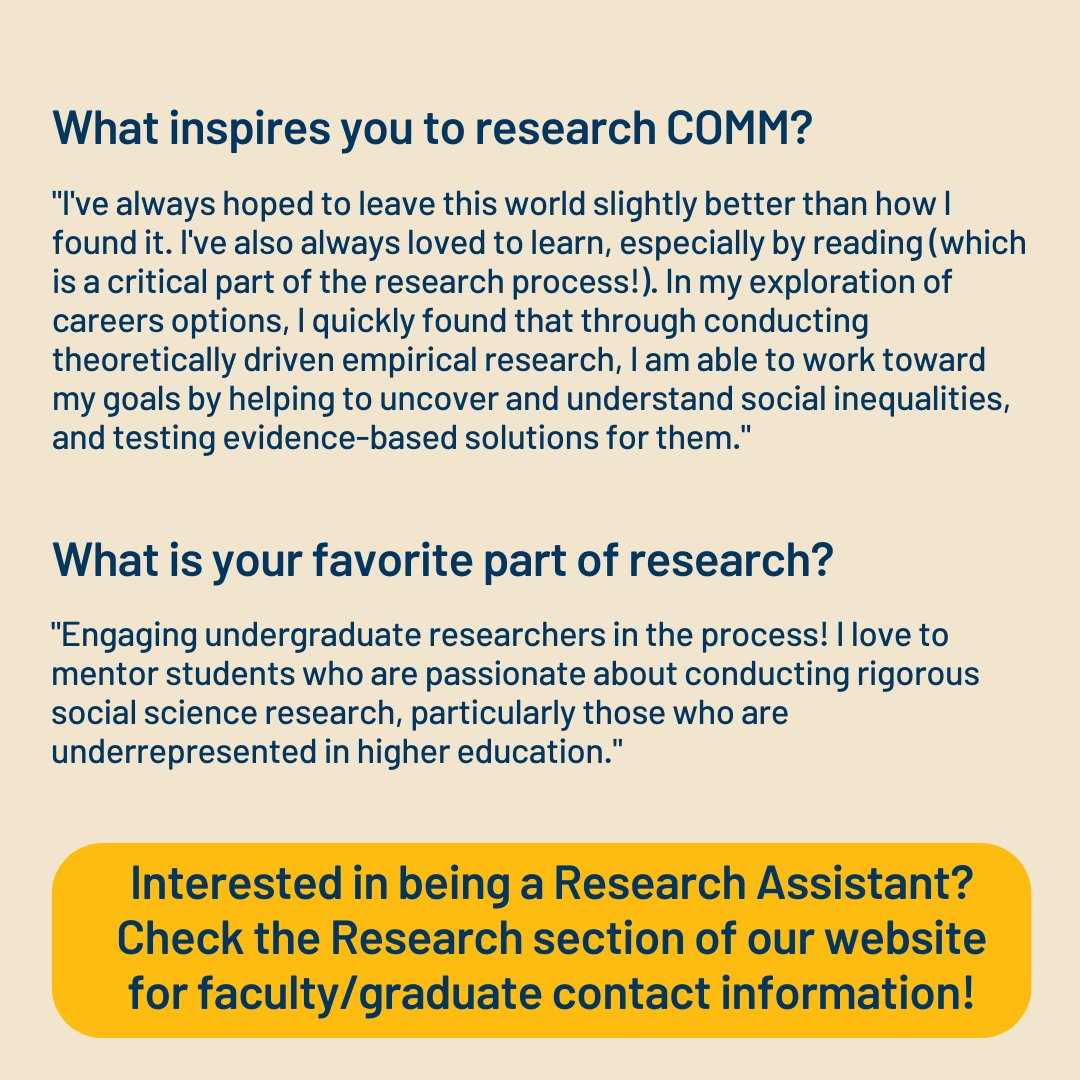 If you're interested in becoming a Research Assistant, check out the Research page on our website and contact the researcher directly (we promise they don't bite!). #UCSBComm