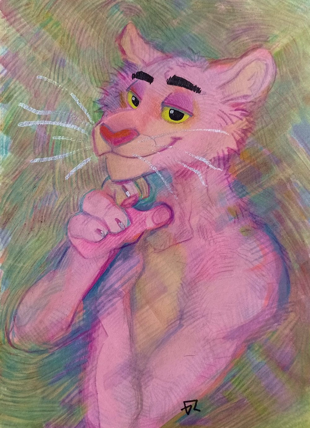🌟Space cat, Zhii 🌟🔜 Confuror on X: Pink Panther fanart 💜 and the  process. (thinking of selling it *coughs* looks so much better in  person) — Traditional - Gouache + Colored Pencils +