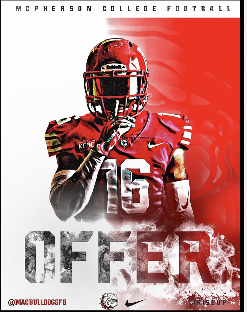 ClydeSchuchart's tweet photo. I am blessed to have received my 6th offer from McPherson college! Thank you @BryceChavis for the opportunity. #GOBULLDOGS #RAGE212 @JourdantonPride @satxhsfb https://t.co/CeGUV0bzLS
