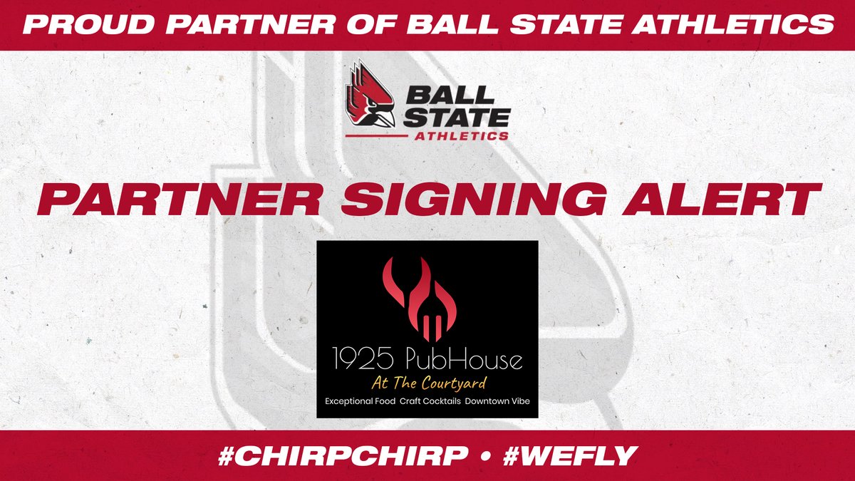 BallStateSports's tweet photo. Thank you @1925Pub for being a proud partner of Ball State Athletics!

To see if your business can profit from the Ball State Community, take the Ball State Biz Quiz: https://t.co/t8r17m99Ya

#ChirpChirp x #WeFly https://t.co/aWnCLUFcFv