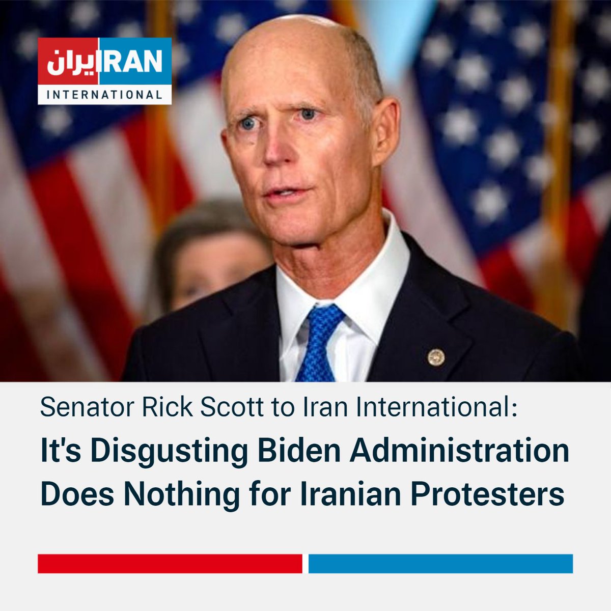 IranIntl_En's tweet photo. "It's disgusting what's going on [in Iran] and I'm disgusted that Biden admin. does nothing about it.
We shouldn't be having any conversation with Iran other than on when they're going to stop killing their own citizens," US Senator @SenRickScott told @IranIntl_En's Arash Aalaei. https://t.co/lG7kn4Scy1
