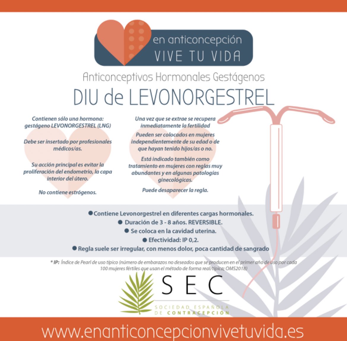 👀 Cositas chulas sobre Salud Sexual: Este es el enlace a las infografias de cada método anticonceptivo de la <a href="/SEContracepcion/">SEC</a> 
Muy interesantes para entregar a las pacientes y asesorarlas: enanticoncepcionvivetuvida.es/infografias/