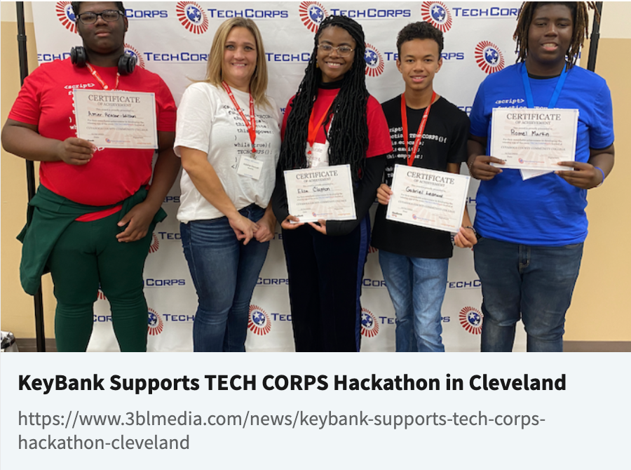 techcorpsus's tweet photo. As part of @keybank's Community Investment, it was one of our sponsors for the 2022 #TECHCORPShack. In states where Key has a presence, there are about 1.7 million low- to moderate-income (LMI) households. We appreciate their investment in #students!
https://t.co/NMKLQpv4YA https://t.co/Kn8Xt4TVkD