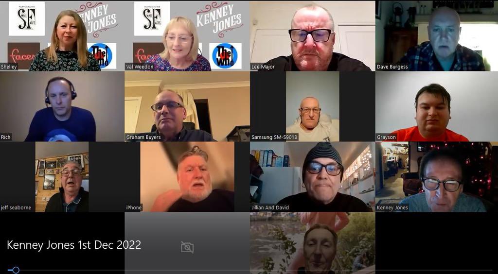 Few screenshots of a zoom call with @KenneyJones @ValMBE @MajorManor @JohnFis08864759 and various fans from the UK US & Canada, a great evening