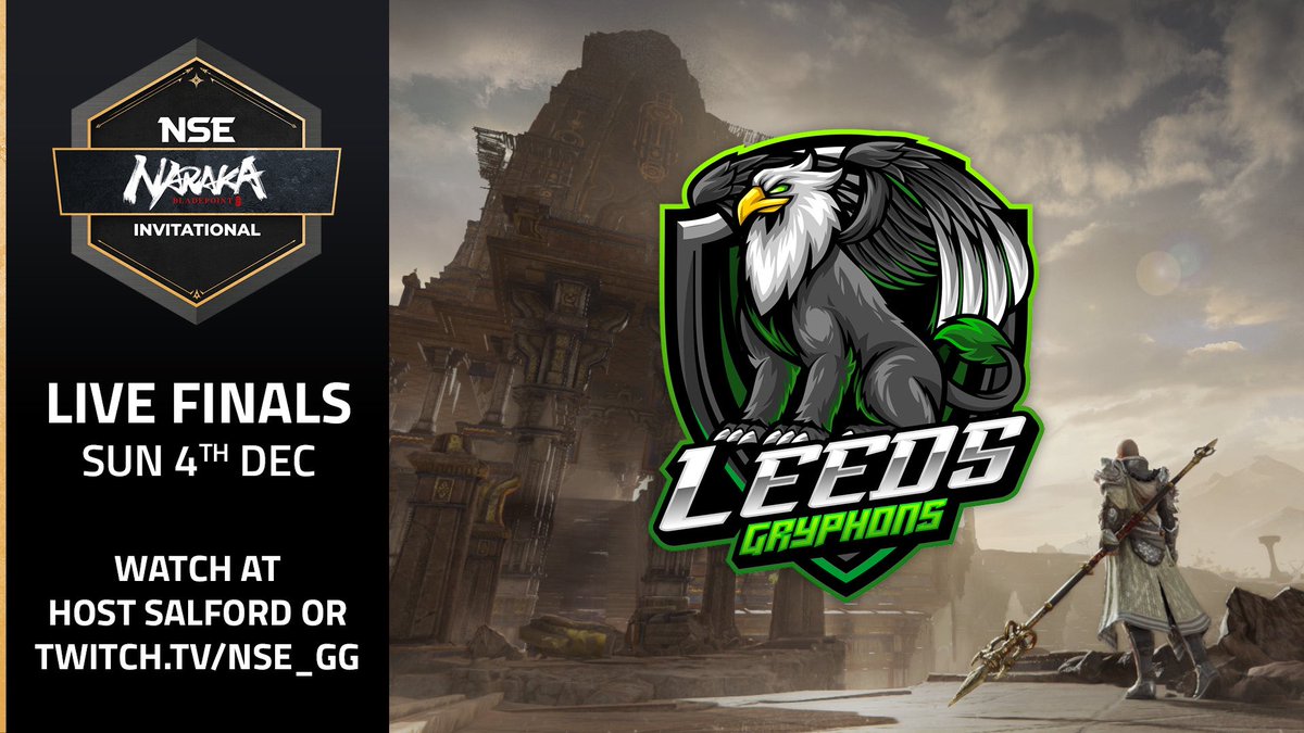 Leeds Esports Society (@luu_esports) on Twitter photo We’re playing in the finals of the <a href="/NARAKATHEGAME/">NARAKA: BLADEPOINT</a> University Invitational! Support us online or in person if you're in the Manchester area.
📅 Sunday 4th Dec from 9am
🗺️<a href="/HOSTSalford/">Home of Skills & Technology</a>
📺 Watch online at 2pm on twitch.tv/nse_gg
👉 Get all the info: nse.gg/news/the-narak… We’re playing in the finals of the <a href="/NARAKATHEGAME/">NARAKA: BLADEPOINT</a> University Invitational! Support us online or in person if you're in the Manchester area.
📅 Sunday 4th Dec from 9am
🗺️<a href="/HOSTSalford/">Home of Skills & Technology</a>
📺 Watch online at 2pm on twitch.tv/nse_gg
👉 Get all the info: nse.gg/news/the-narak…