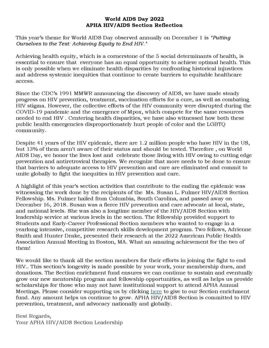 APHA HIV/AIDS Section tweet media
