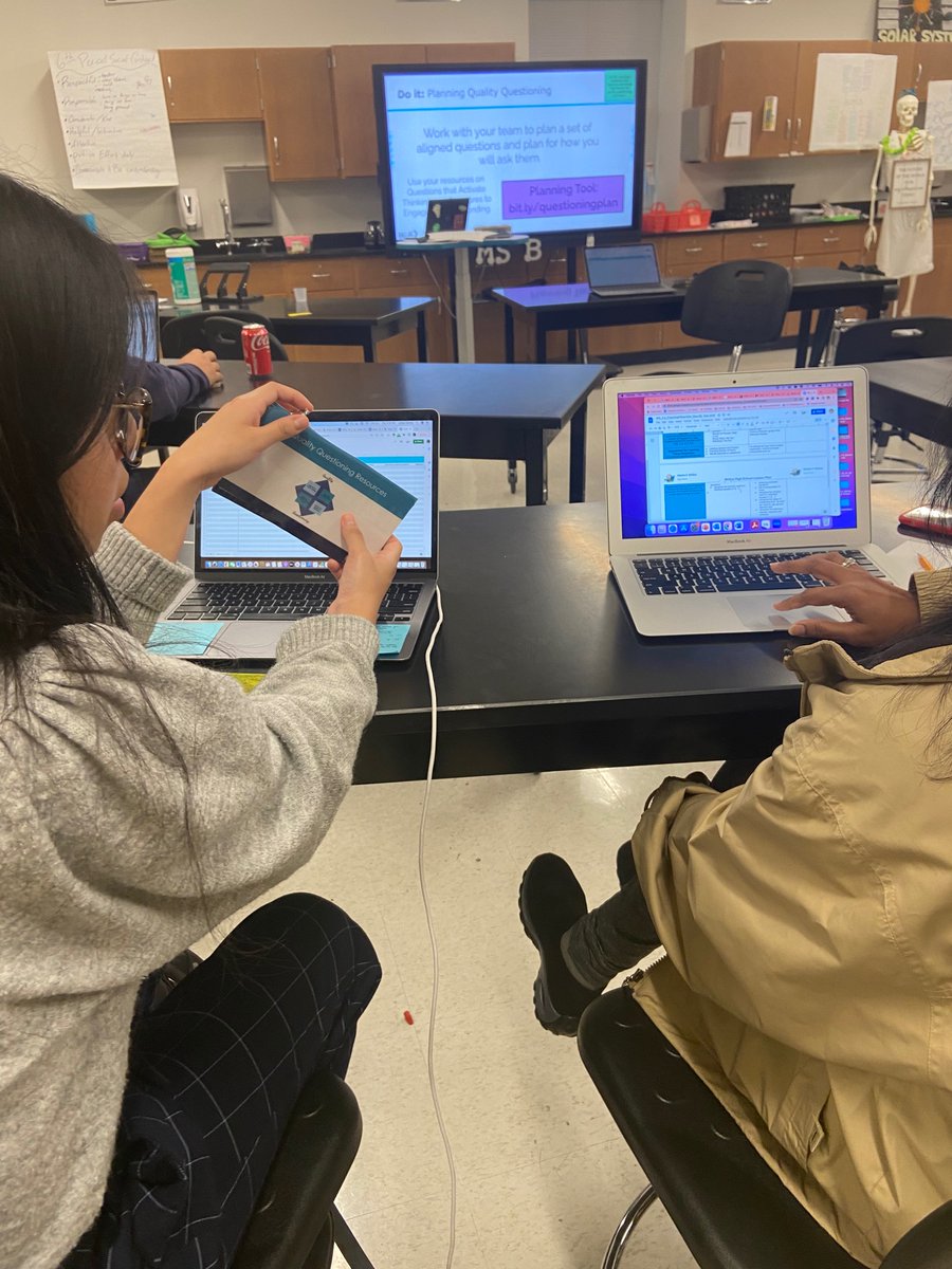 EmilyBrokaw2's tweet photo. We explored the #qualityquestioning practices of Think Time 1 &amp; 2 and Follow-Up questions in @MolinaHigh Science PLC today! I’m excited to see teachers plan to use these practices with their students! @JacobNunez27 @Question2Think https://t.co/DjMEST16Z3