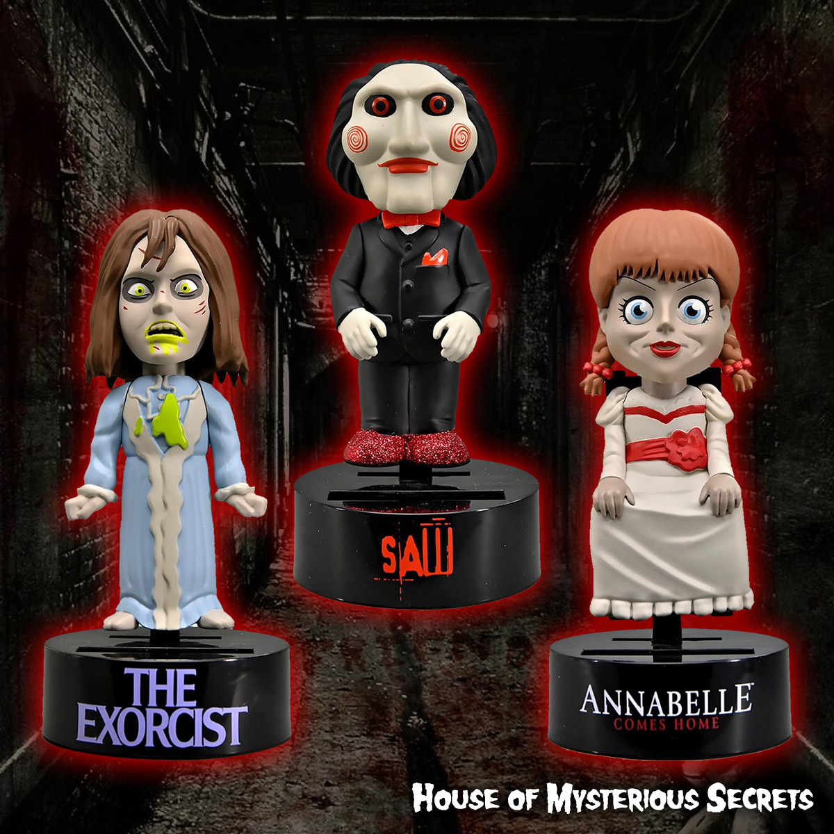The Exorcist, Saw, &amp; Annabelle join @NECA_Toys's Body Knockers line: houseofmysterioussecrets.com/newarrivals/

Standing 6.5", they rock from side to side when exposed to light.
