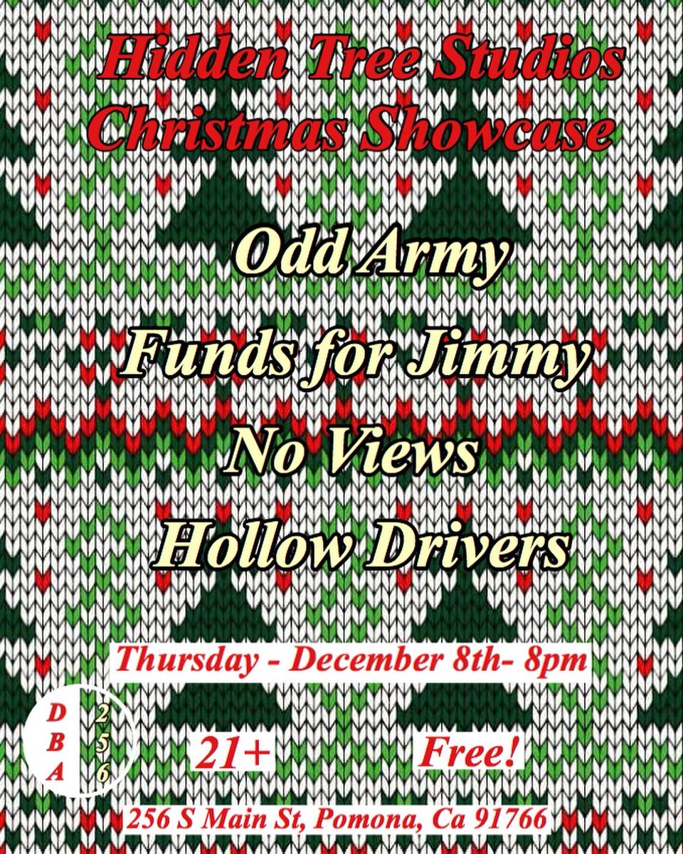 Just a week away y’all, come start your holiday season off right with a <a href="/hiddentreeca/">Hidden Tree Studios</a> show!
#dba #SpotifyWrapped #whittier #pomna #livemusic #indierock