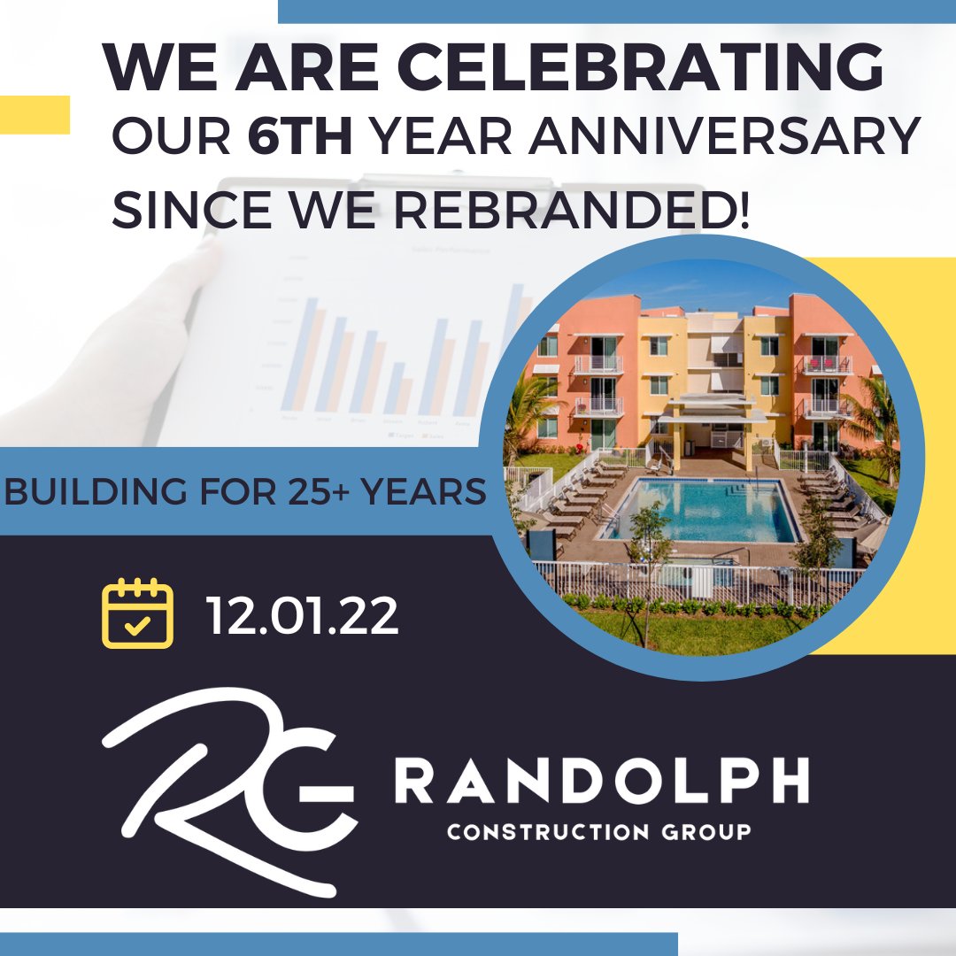 GroupRandolph's tweet photo. We're celebrating our #REBRANDING ANNIVERSARY!  We have been building for over 25 years in #Florida.  6 years ago, to date, we decided to #rebrand, changing our Company name, imagery, &amp; style, but still providing maximum quality &amp; service.  THANK YOU for your #support! https://t.co/hJ6svP0Vh1