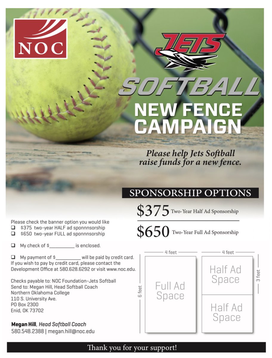 We have officially launched our campaign for a new fence! If you or someone you know has a business or would personally like to sponsor, email Coach Hill! We appreciate all of our sponsors who have already donated!