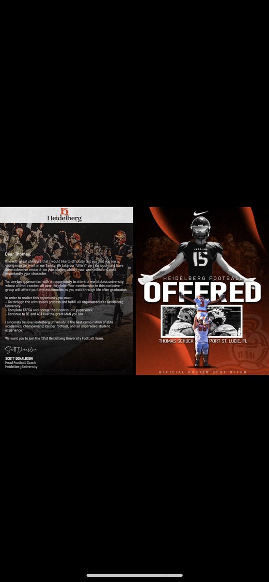Thomas (@tj_schuck) on Twitter photo Blessed to receive my 4th offer from Heidelberg university @Maxwe11uk <a href="/CoachChrisDent/">Coach Chris Dent</a> <a href="/PSLJagsFootball/">PSL Jaguars Football</a> <a href="/CoachV_DeAguila/">Vinnie DeAguila</a> Blessed to receive my 4th offer from Heidelberg university @Maxwe11uk <a href="/CoachChrisDent/">Coach Chris Dent</a> <a href="/PSLJagsFootball/">PSL Jaguars Football</a> <a href="/CoachV_DeAguila/">Vinnie DeAguila</a>