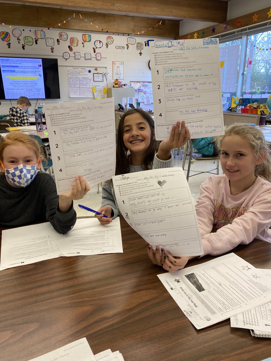 Determining the theme of a story can be challenging but nothing keeps these star students from putting in their best effort!! Love their enthusiasm for learning! 🤩 #wt112 #112Leads
