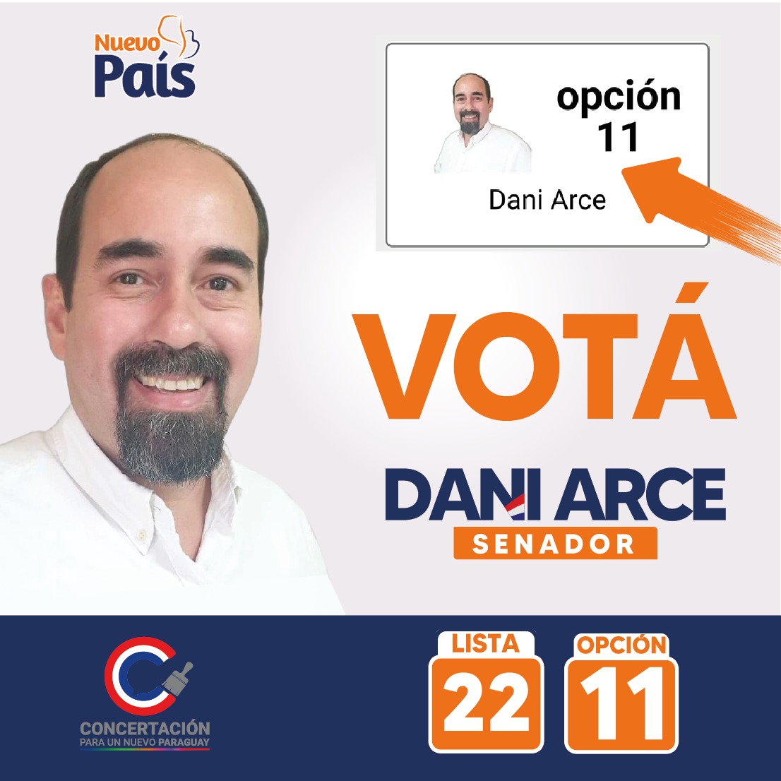daniarce2023's tweet image. Estamos frente a una oportunidad de recuperar nuestro país de quienes solo lo saquean y construir un nuevo rumbo. ¡Sumate al cambio! 🇵🇾
#Votá #DaniArceSenador
#Lista22 #Opción11
#SumateALaRenovación