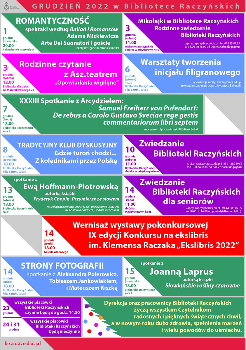 raczynskich's tweet photo. Grudzień! Będzie świątecznie, historycznie, romantycznie,i słowiańsko. Bedzie co czytać, z kim rozmawiać i co oglądać! #grudzień #Poznan #bracz https://t.co/uKEd8ETUMD