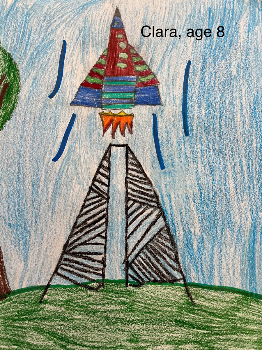 #KidsDrawRockets22 Day 2! This drawing by Clara in <a href="/KBarlow48/">Karen Barlow</a>'s class just screamed "linear aerospike" when I saw how the plume was drawn!
