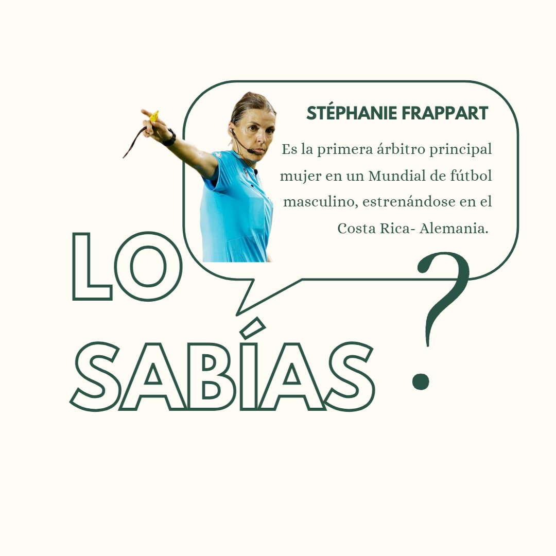 ¿Lo sabías?🔎#StephanieFrappart, es la primera árbitro principal mujer en un Mundial de fútbol masculino, estrenándose en el 🇨🇷Costa Rica- Alemania🇩🇪
¿Qué os ha parecido su actuación en el partido? 🙋🏻‍♀️ ¡Valórala a través de la app <a href="/thepublicvarapp/">Thepublicvar var</a>!

#Mundial2022  #Qatar2022