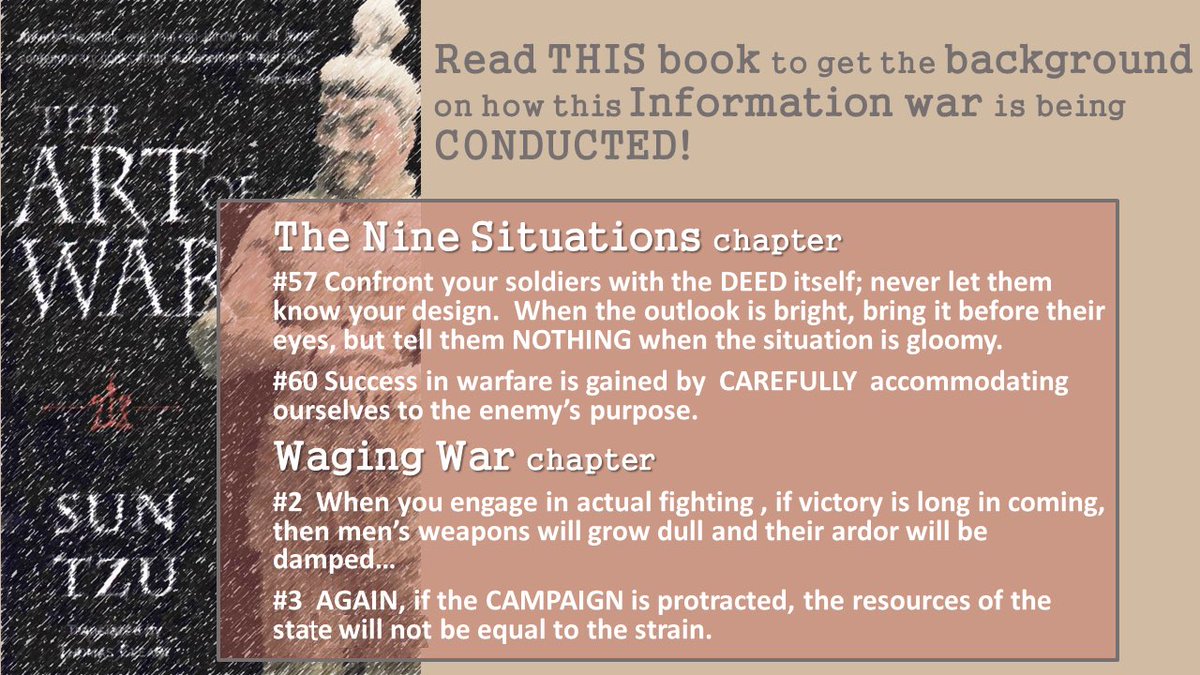 EVERYone should READ =>> The #ArtofWar by Sun Tzu!!!  Much better understanding of how this #informationwar is being fought - it is making a LOT more sense!! I highlighted a few KEY points.  

PR🙏YING that the 2 points from the Waging War chapter =>> ARE<<= being considered!