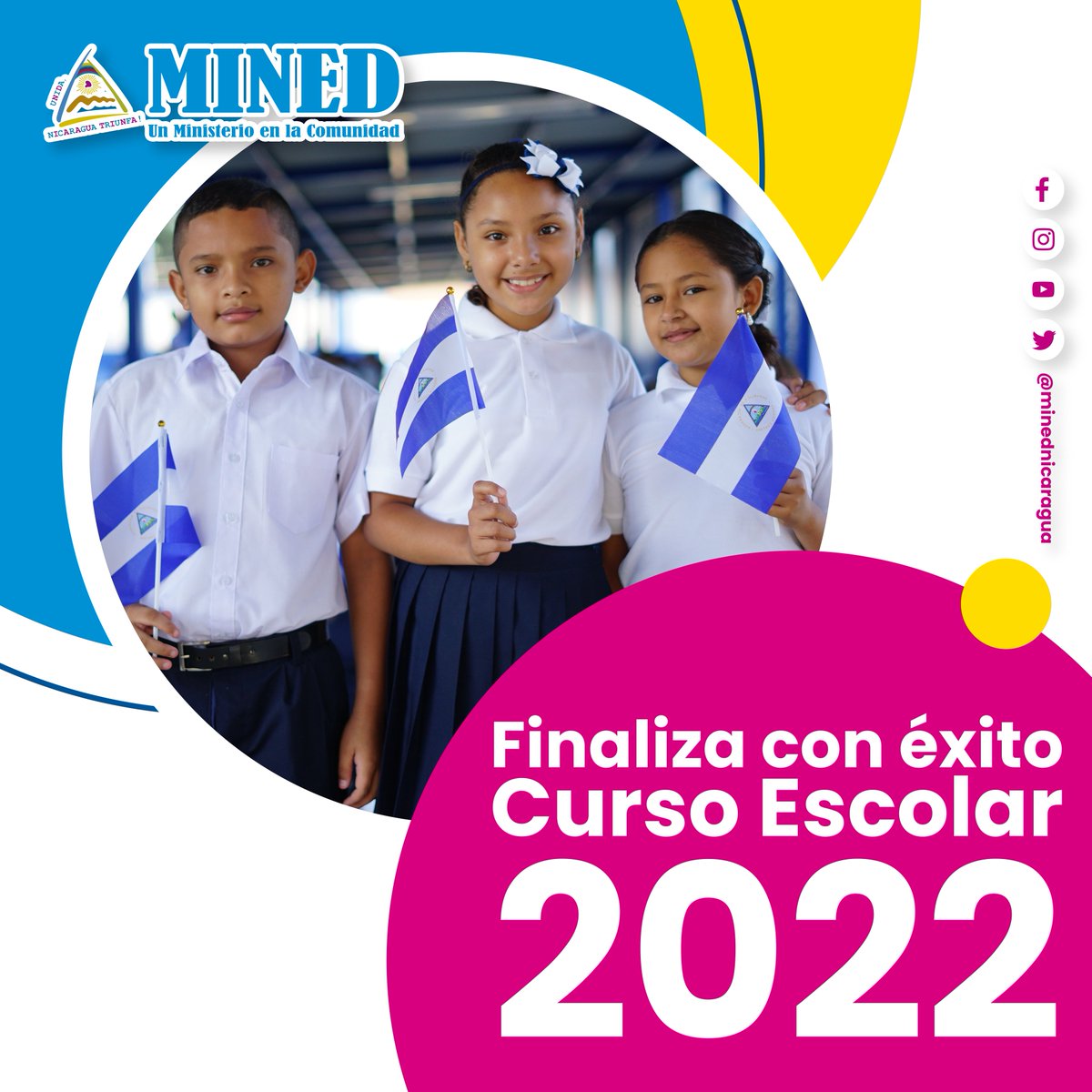 minednicaragua's tweet photo. ¡En Victorias Educativas finaliza Curso Escolar 2022! 🎉🥳

#EnVictoriasEducativas
#Nicaragua https://t.co/cLmojywc13
