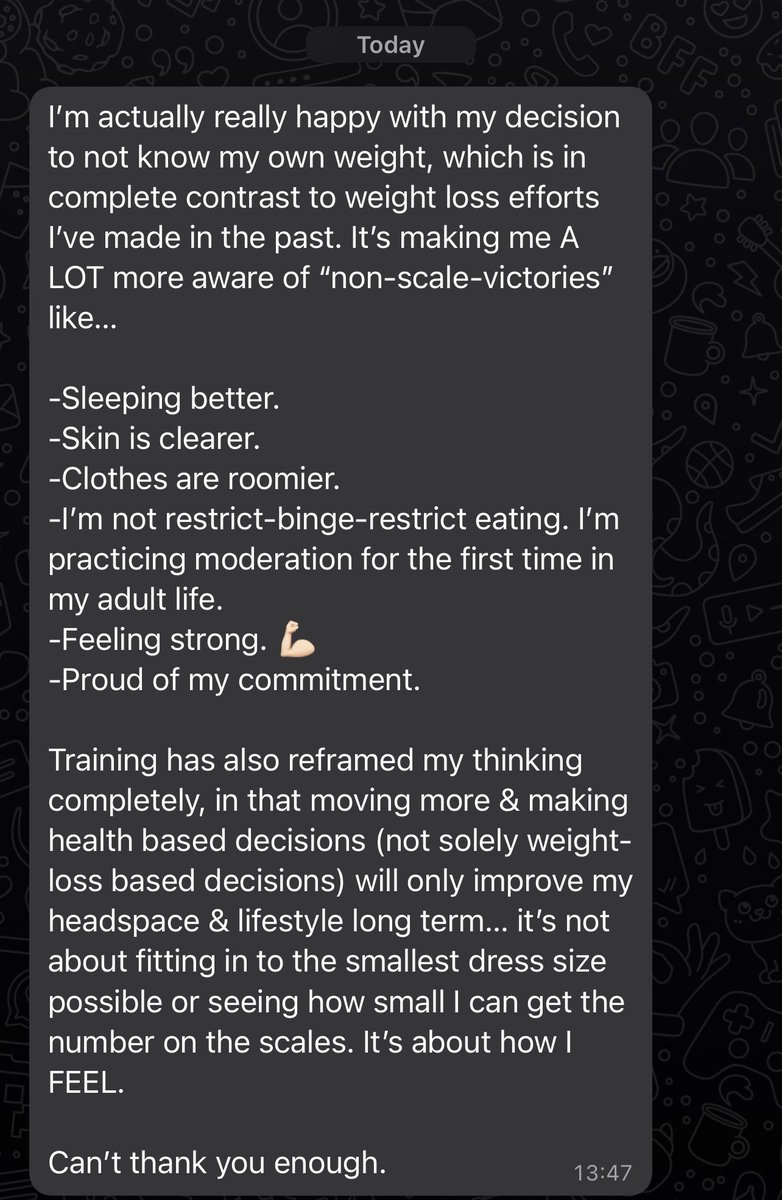 Client check in today, messages like this one are the reason I started personal training. So many wins here but sustainable habits are being formed and that is the biggest win. Can’t wait to see what we can do as we continue. 👍💪🔥