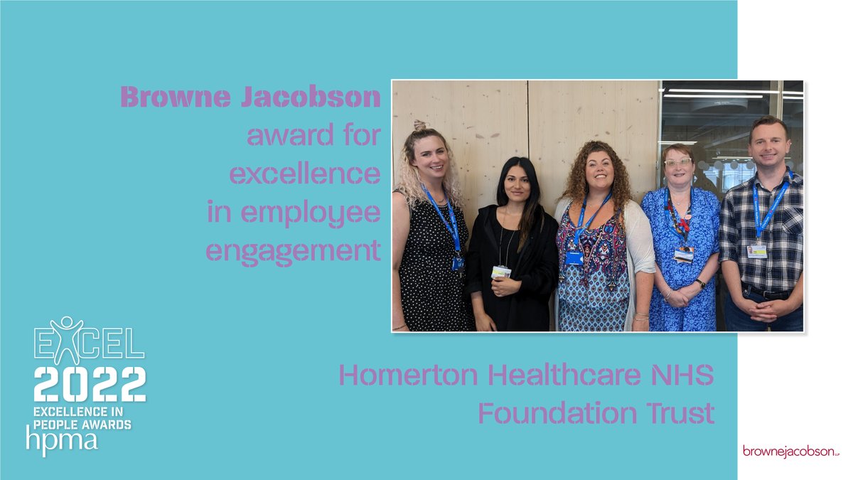 HPMAAwards's tweet photo. Many congratulations to the winners of the @BrowneJacobson Award for excellence in employee engagement – @NHSHomerton for Our Homerton People #HPMAAwards https://t.co/xQOHLt3NnY