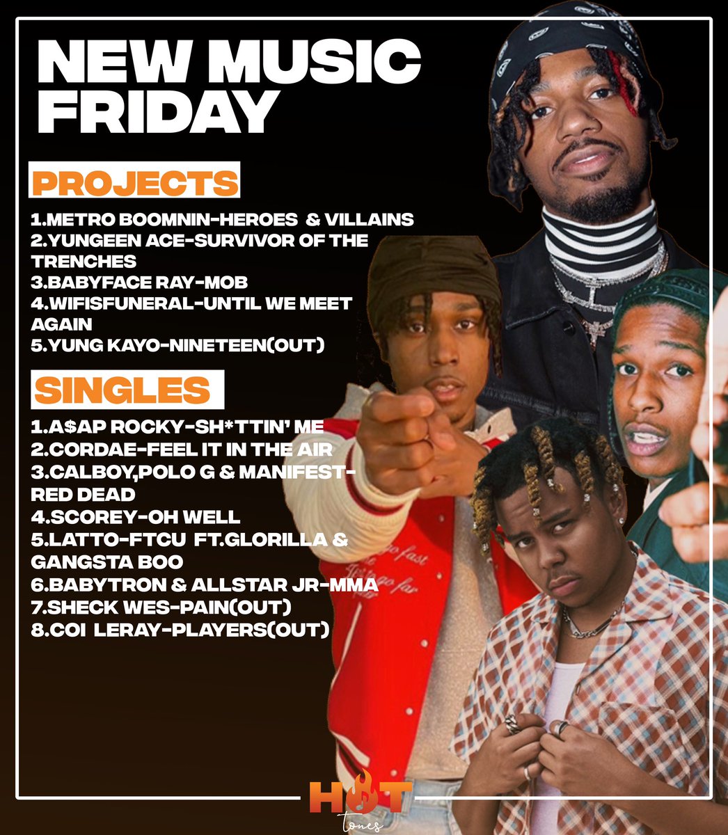 hot_tones's tweet image. Artists Dropping Tonight 🔥 Who are we listening to first⁉️👀💭
#MetroBoomin album about to blow the internet👀‼️
Are y’all excited for it⁉️
#NewMusicFriday #NewMusicTonight