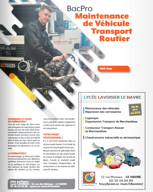 R0bertAndrew's tweet photo. Nous avons fait une parution dans le guide de formation de Novembre 2022. Merci à l'équipe Bac Pro VTR pour son implication et merci à Enzo Ras pour avoir participé a cet interview...
#bacpromv #formation #VTR # #lycéelavoisier #lehavre https://t.co/oxZaG6SaJx