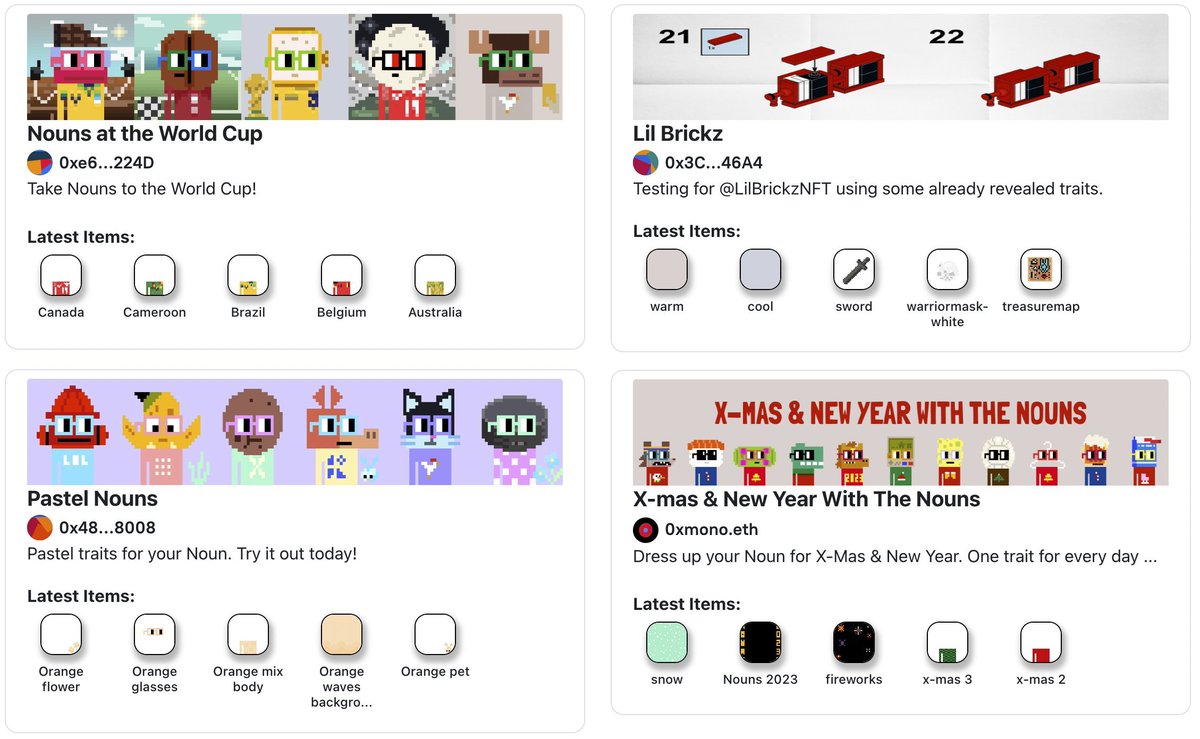 Super proud of the team for launching Composables live on Mainnet today! 

You can now customize and upgrade your Noun, and have it interact with other extensions, all on-chain.

What will you build with Composables?

🧵👇