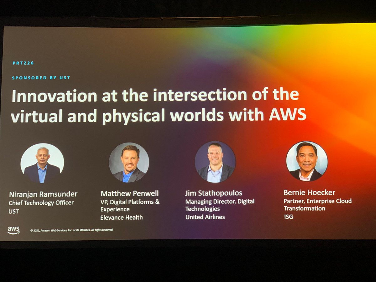 USTglobal's tweet photo. All ready for #USTGlobal’s session PRT226 at 2.00pm at #AWS #relnvent at the #mgmgrand in Terrace 151
“Innovation at the intersection of the virtual and physical worlds” #BoundlessImpact https://t.co/IpwnyAOgpC